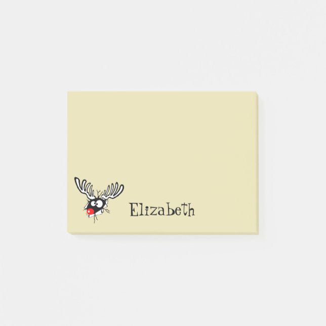 Customized Crazy Red Nosed Reindeer Post-it Notes (Front)