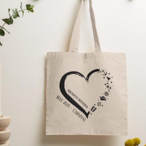 Customized Cruise Lover Heart Embarkation  Tote Bag