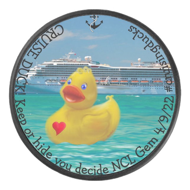 Customized Cruising Duck for grown ups Hockey Puck (Front)