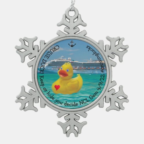 Customized Cruising Duck for grown ups Snowflake Pewter Christmas Ornament