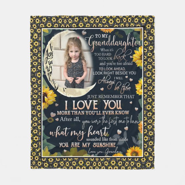 Customized Custom Photo Granddaughter I Love You Fleece Blanket (Front)