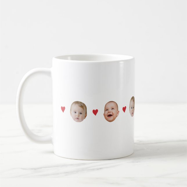 Customized Cute Baby Face 2 Photos Mug (Left)