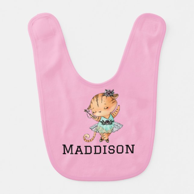 Customized Cute Ballerina Tigress Baby Bib (Front)