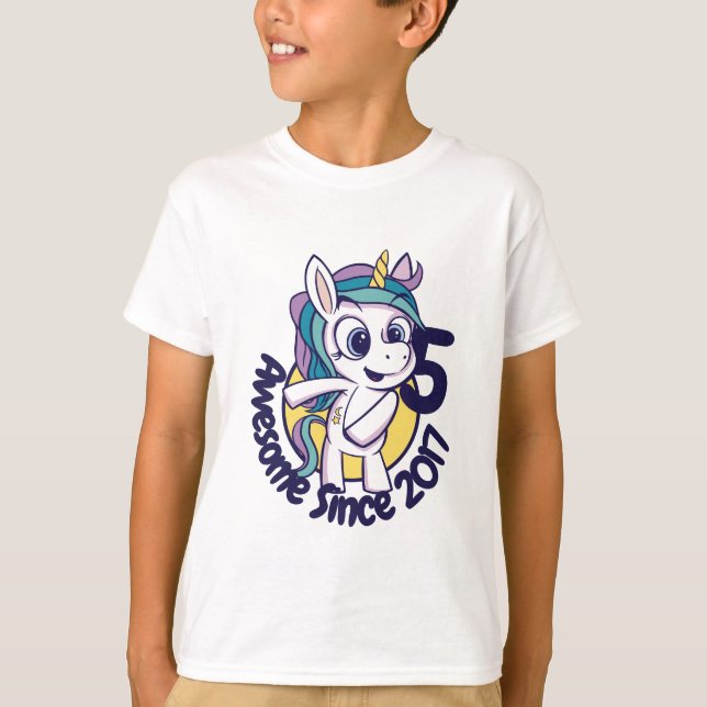 CUSTOMIZED CUTE BIRTHDAY UNICORN CARTOON T-Shirt (Front)
