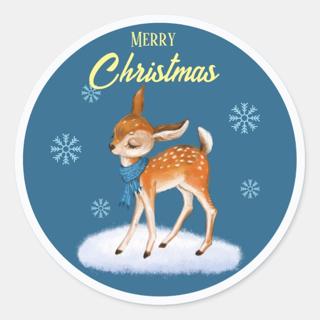 Customized Cute Christmas theme Classic Round Sticker (Front)