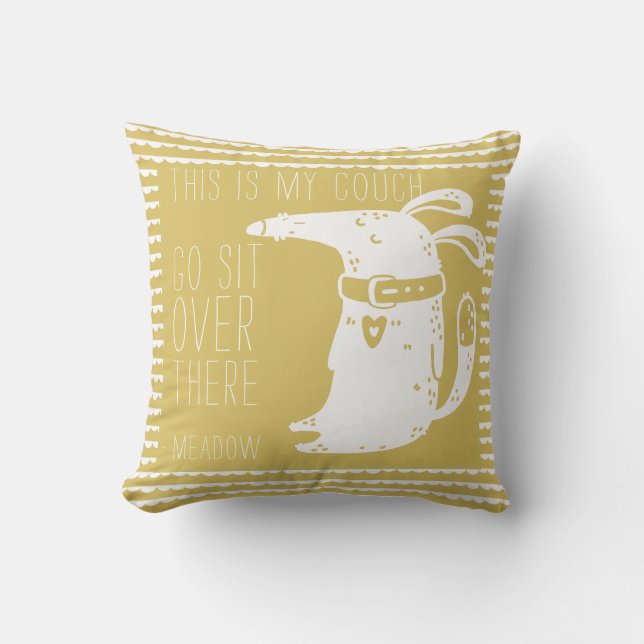 Customized Cute Funny Dog Gold Throw Pillow (Front)