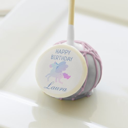 Customized Cute Happy Birthday Pastel Unicorn Cake Pops