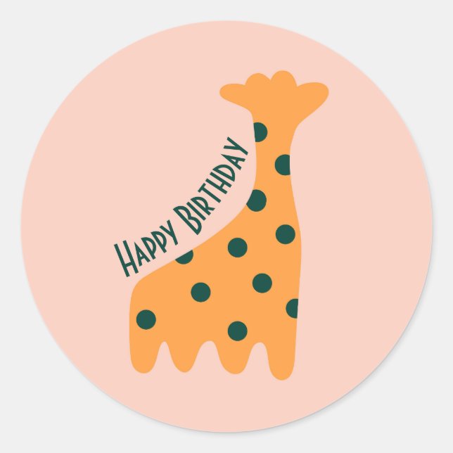 Customized cute orange giraffe  classic round sticker (Front)