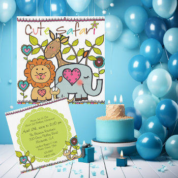 Customized Cute Safari Birthday Invitation by kids_birthdays at Zazzle