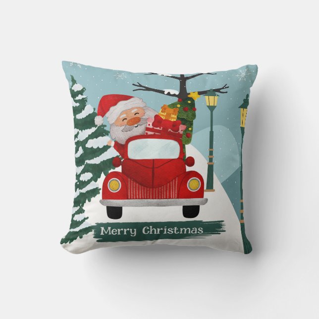 Customized Cute Santa   Throw Pillow (Front)