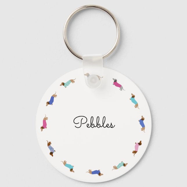 Customized Dachshund Button Keychain (Front)