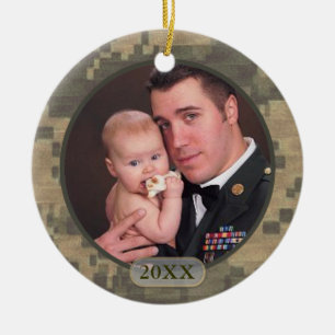 Customized Dated Military Photo Front and Back Ceramic Ornament