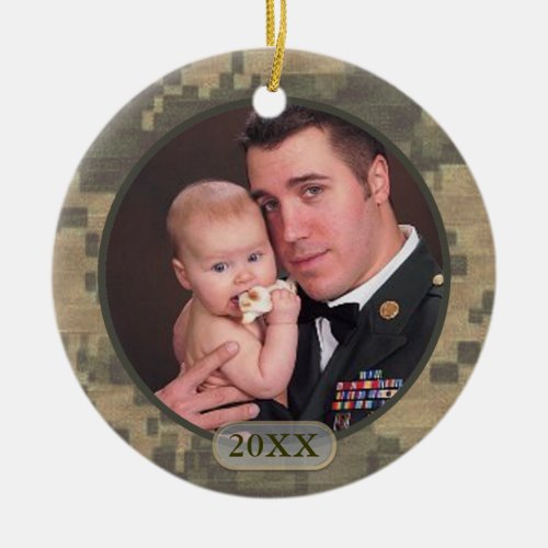Customized Dated Military Photo Front and Back Ceramic Ornament