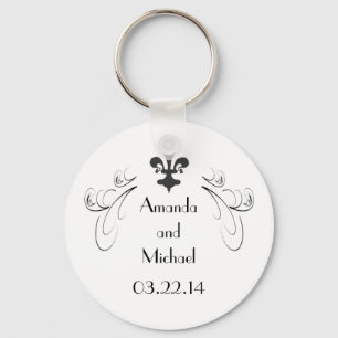 Customized Decorative Fleur de Lis Wedding Keychain