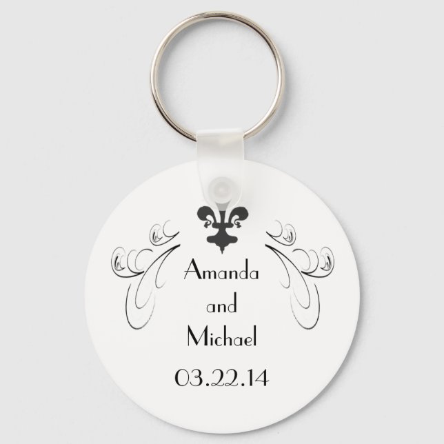 Customized Decorative Fleur de Lis Wedding Keychain (Front)