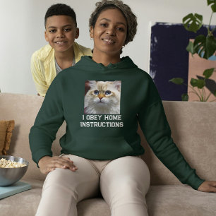 Customized Deep Forest White Text Pet Cat Photo Hoodie