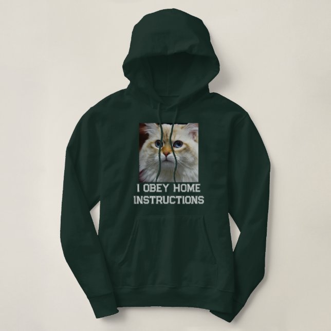 Customized Deep Forest White Text Pet Cat Photo Hoodie (Design Front)