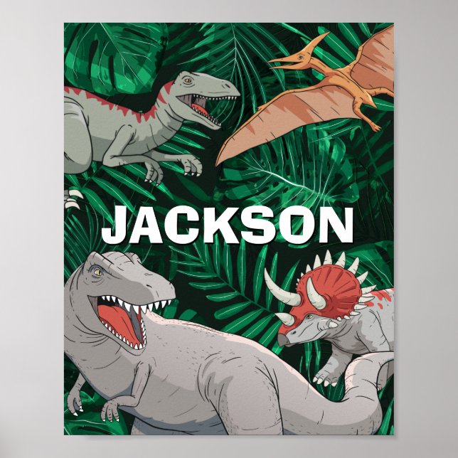 Customized Dinosaur Dino Jurassic Trex Name Poster (Front)