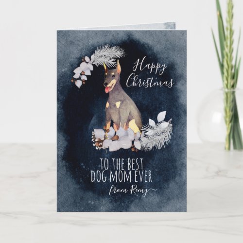 Customized Doberman Pinscher Mom Christmas Holiday Card