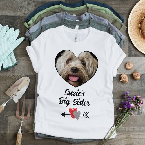 Customized dog big sister photo  text T_Shirt