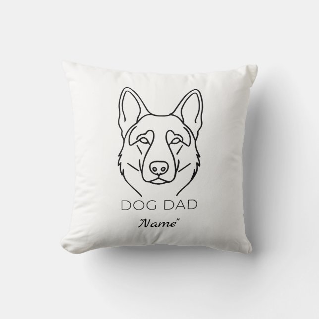 Customized Dog Dad with Name Personalized Dog Fath Throw Pillow (Front)