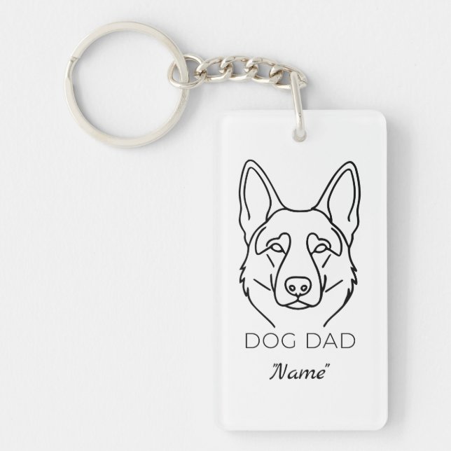 Customized Dog Dad with Name Personalized Dog Papa Keychain (Front)