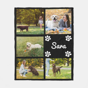 Customized Dog Paw Photos Blanket  Name & Picture 