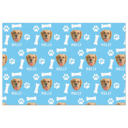 Customized Dog Pet Photo &amp; Name Blue Tissue Paper