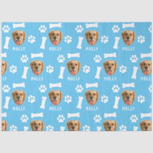 Customized Dog Pet Photo & Name Blue Tissue Paper
