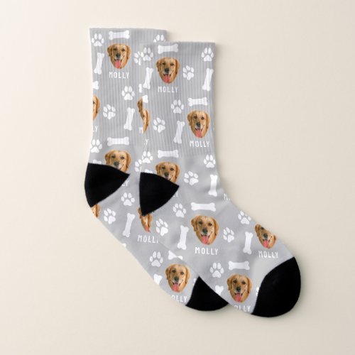 Customized Dog Pet Photo  Name Gray Socks