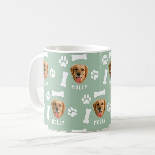 Customized Dog Pet Photo  Name Sage Green Coffee Mug