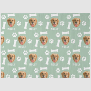 Customized Dog Pet Photo & Name Sage Green Tissue Paper