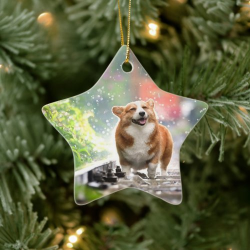 Customized Dog Photo Christmas Tree Ceramic Ornament