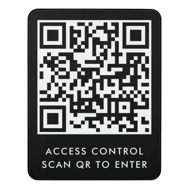 Customized Door Lock QR Code Scan to Enter Black Door Sign (Contemporary Vert)