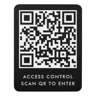 Customized Door Lock QR Code Scan to Enter Black Sign