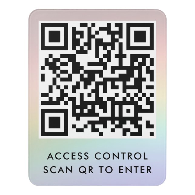 Customized Door Lock QR Code Scan to Enter Rainbow Sign (Contemporary Vert)