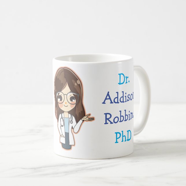 Customized Dr (Your Name) PhD Graduation Coffee Mug (Front Right)