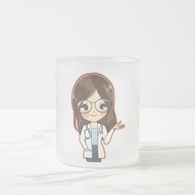 Customized Dr (Your Name) PhD Graduation Tea Frosted Glass Coffee Mug (Center)