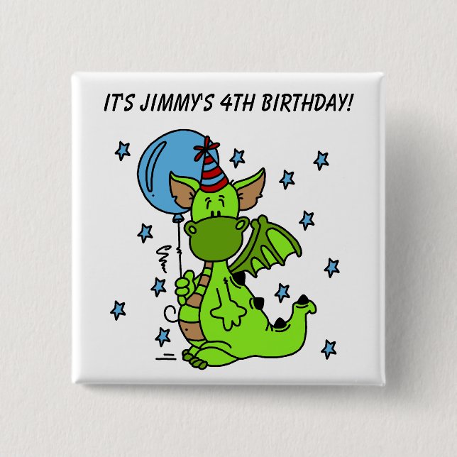 Customized Dragon Birthday Button (Front)