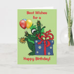 Customized Dragon Happy Birthday Present Balloons Card