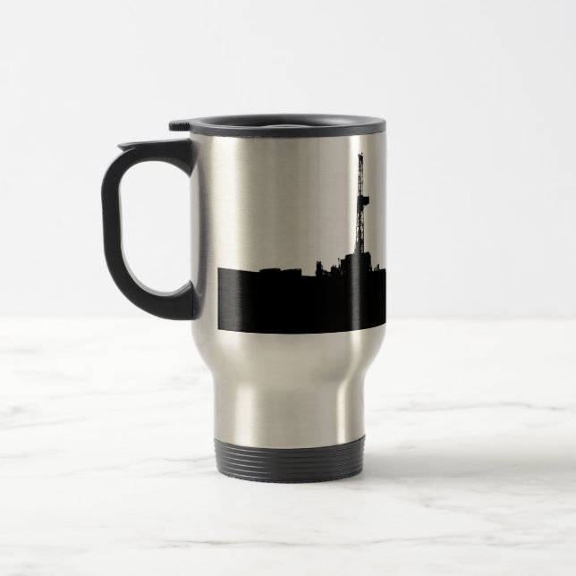 Customized Drilling Rig Silhouette Travel Mug (Left)