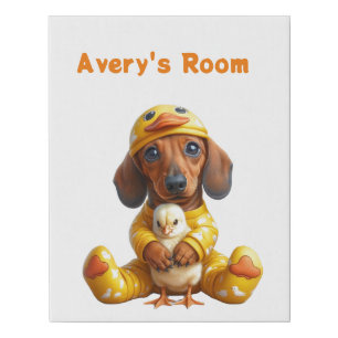 Customized Ducky Dachshund Puppy  Faux Canvas Print
