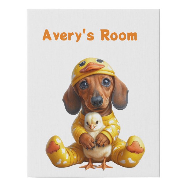 Customized Ducky Dachshund Puppy  Faux Canvas Print (Front)
