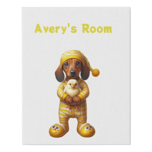 Customized Ducky Dachshund Puppy  Faux Canvas Print