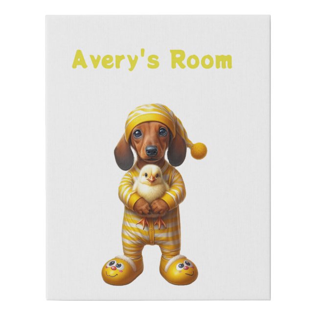 Customized Ducky Dachshund Puppy  Faux Canvas Print (Front)