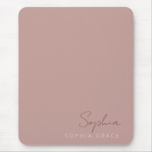 Customized Dusty Rose Modern Handwritten Script Mouse Pad