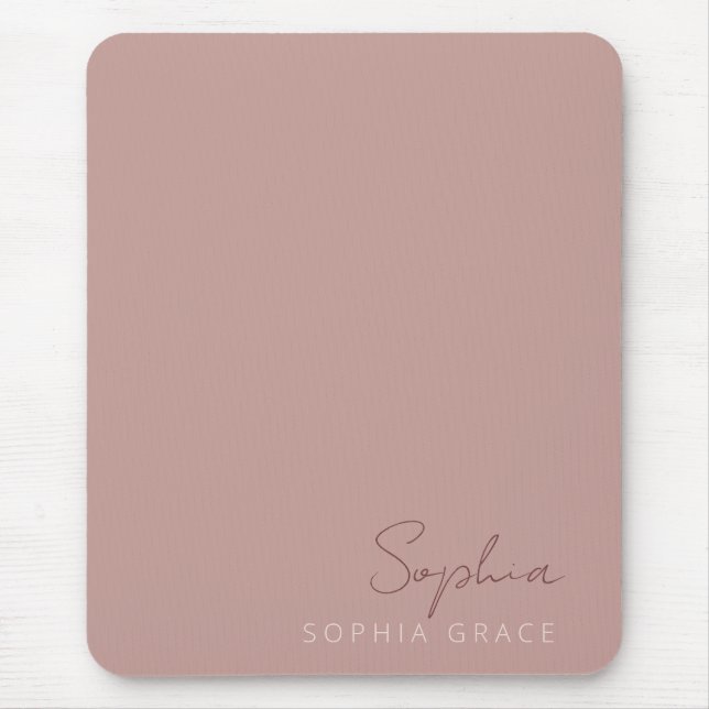 Customized Dusty Rose Modern Handwritten Script  Mouse Pad (Front)