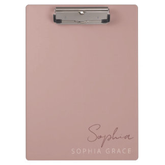 Customized Dusty Rose Modern Monogram Name Clipboard
