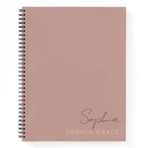 Customized Dusty Rose Modern Monogram Name Notebook