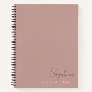 Customized Dusty Rose Modern Monogram Name Notebook